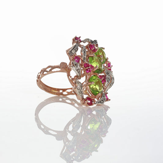 Anello Riproduzione Antico in argento 925 e Oro 9 Kt