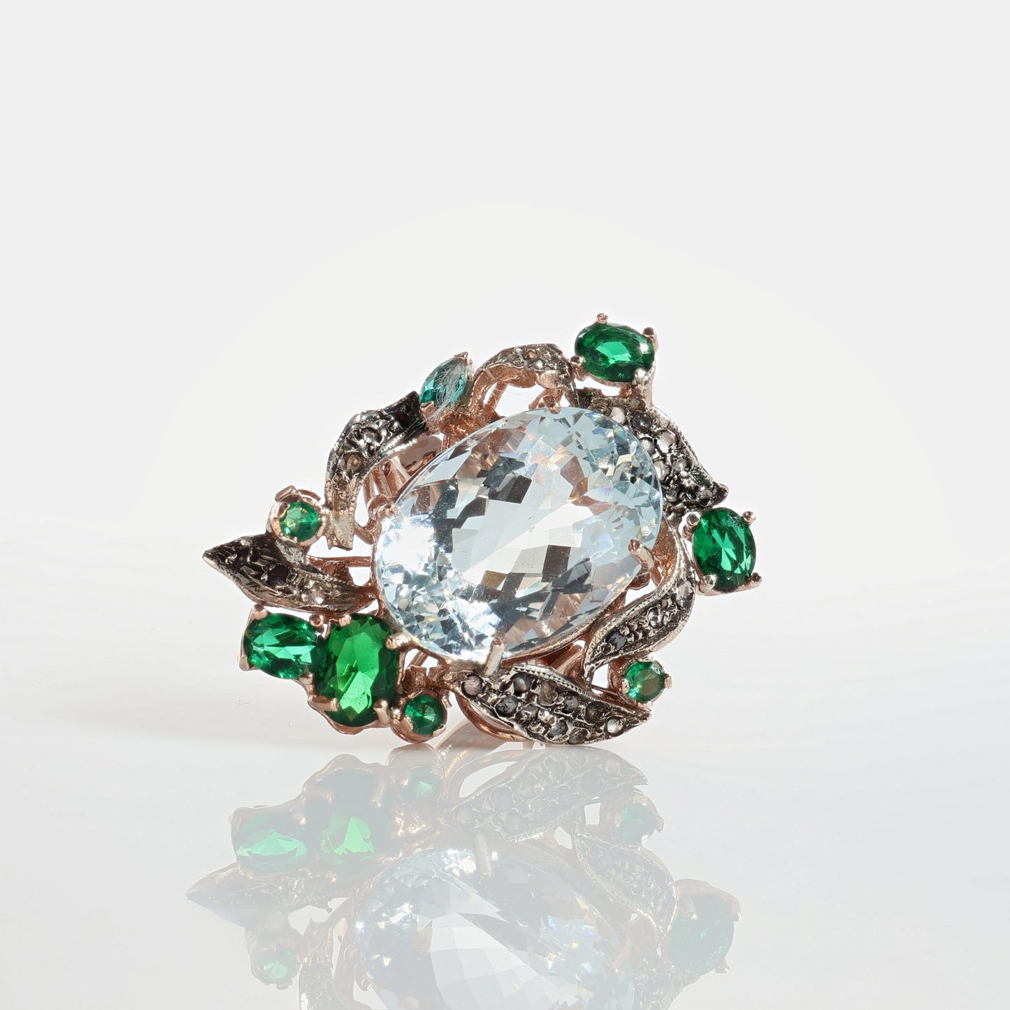 Anello Riproduzione Antico in argento 925 e Oro 9 Kt