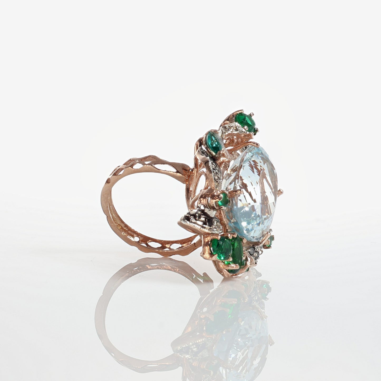 Anello Riproduzione Antico in argento 925 e Oro 9 Kt