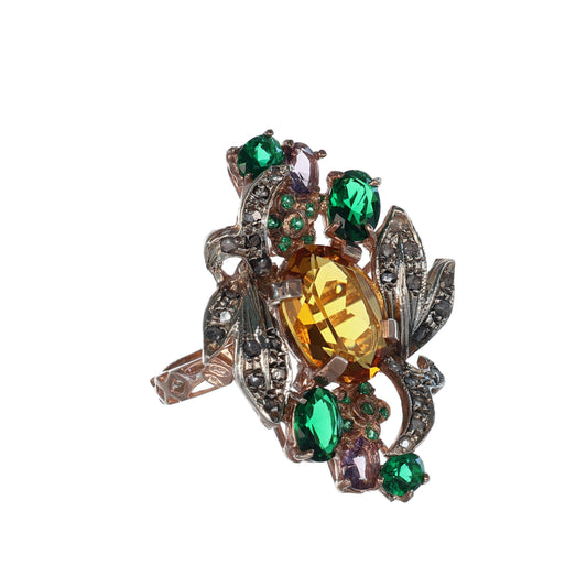 Anello Riproduzione antico con topazio giallo