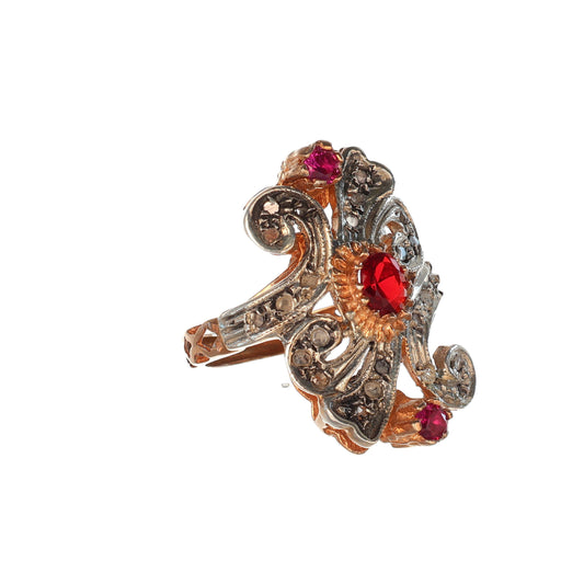 Anello Riproduzione antico con rubini