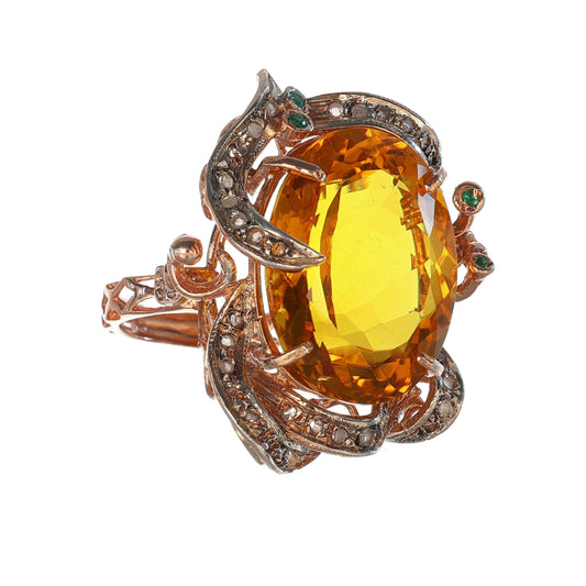 Anello Riproduzione antico con topazio giallo
