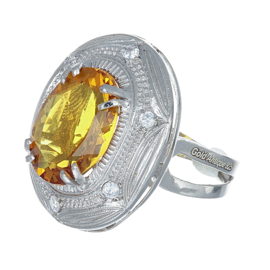 Anello argento 925 con topazio e zirconi.