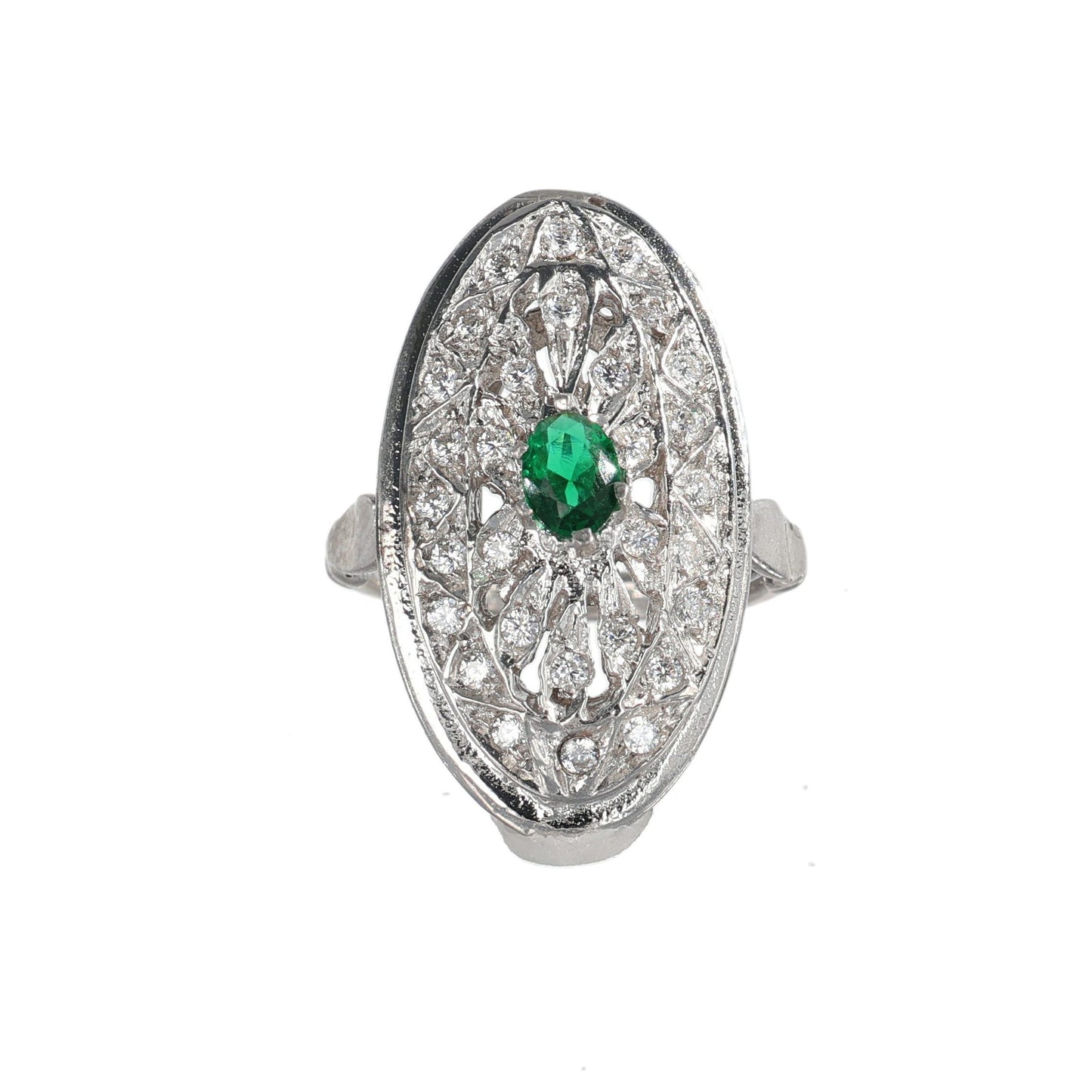 Anello argento 925 con smeraldo e zirconi.