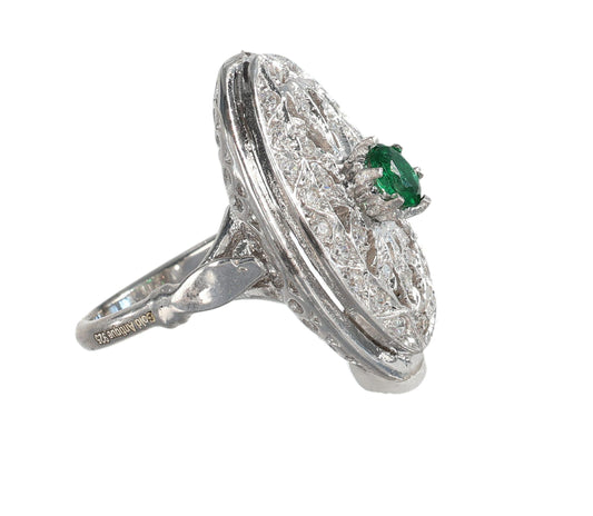 Anello argento 925 con smeraldo e zirconi.