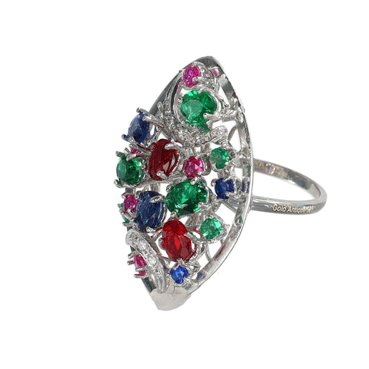 Anello argento 925 con pietre preziose miste.