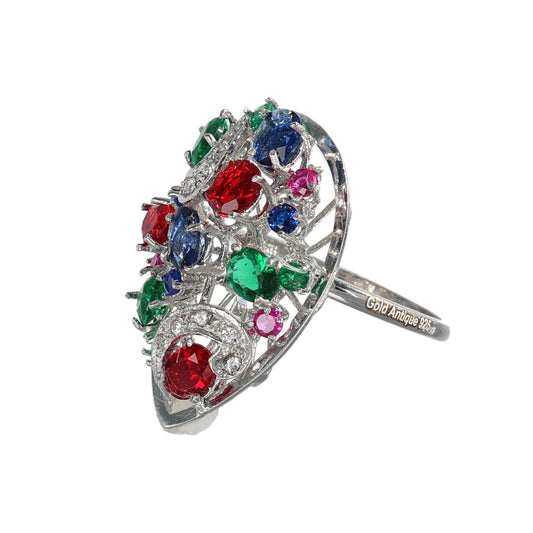 Anello argento 925 con pietre preziose miste.