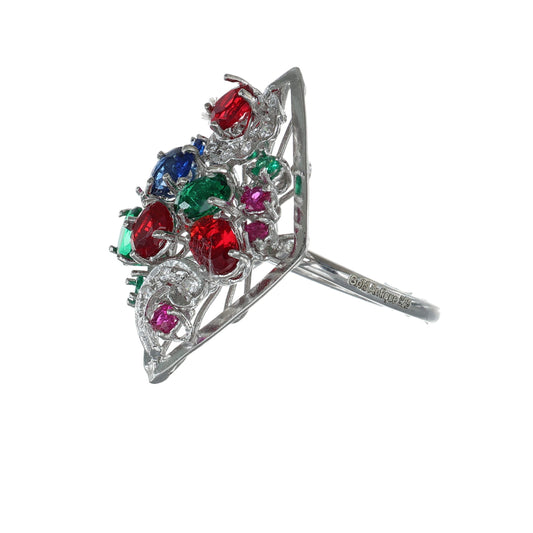 Anello argento 925 con pietre preziose miste.