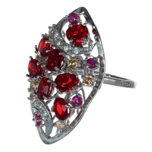 Anello argento 925 con zirconi brown.