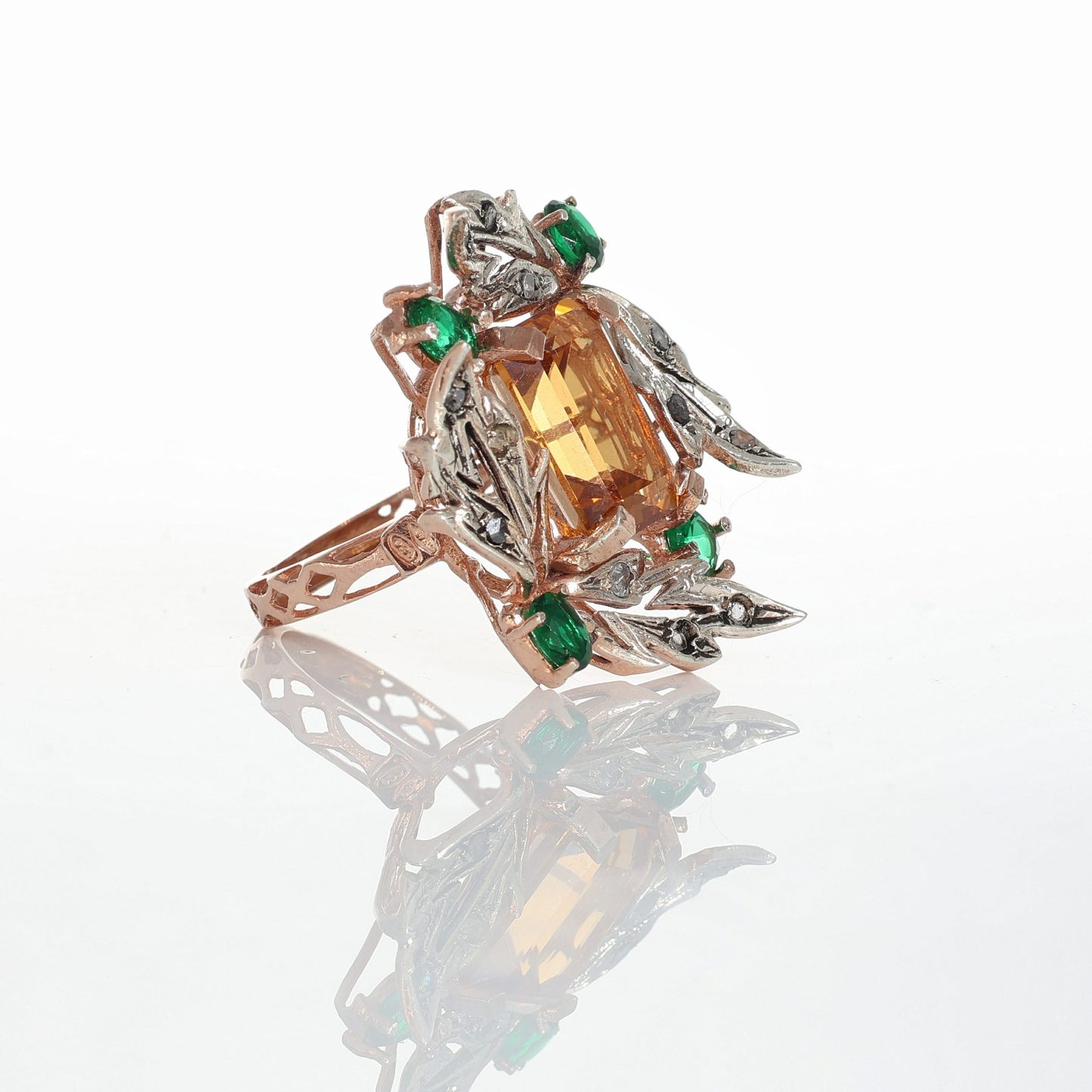 Anello Riproduzione Antico in argento 925 e Oro 9 Kt