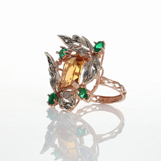 Anello Riproduzione Antico in argento 925 e Oro 9 Kt