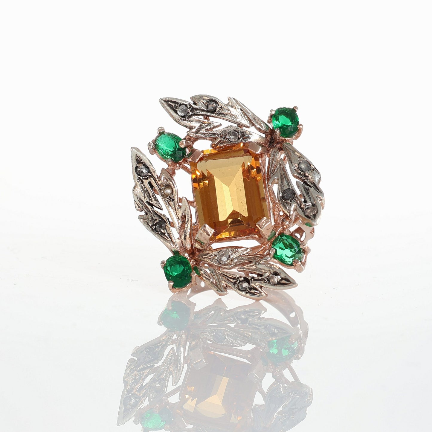 Anello Riproduzione Antico in argento 925 e Oro 9 Kt