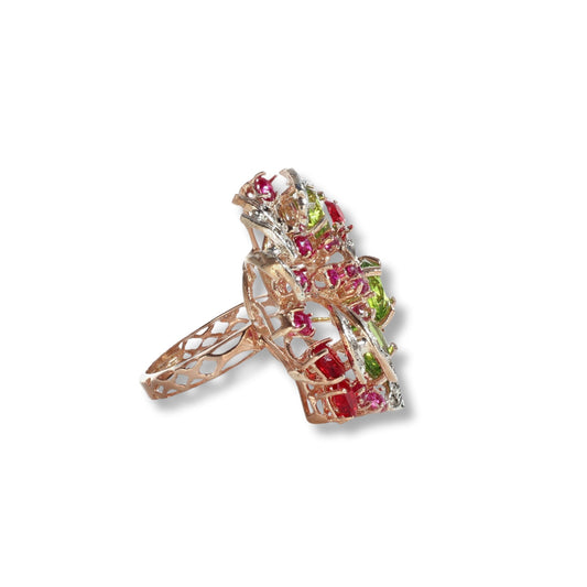 Anello Riproduzione Antico in argento 925 e Oro 9 Kt