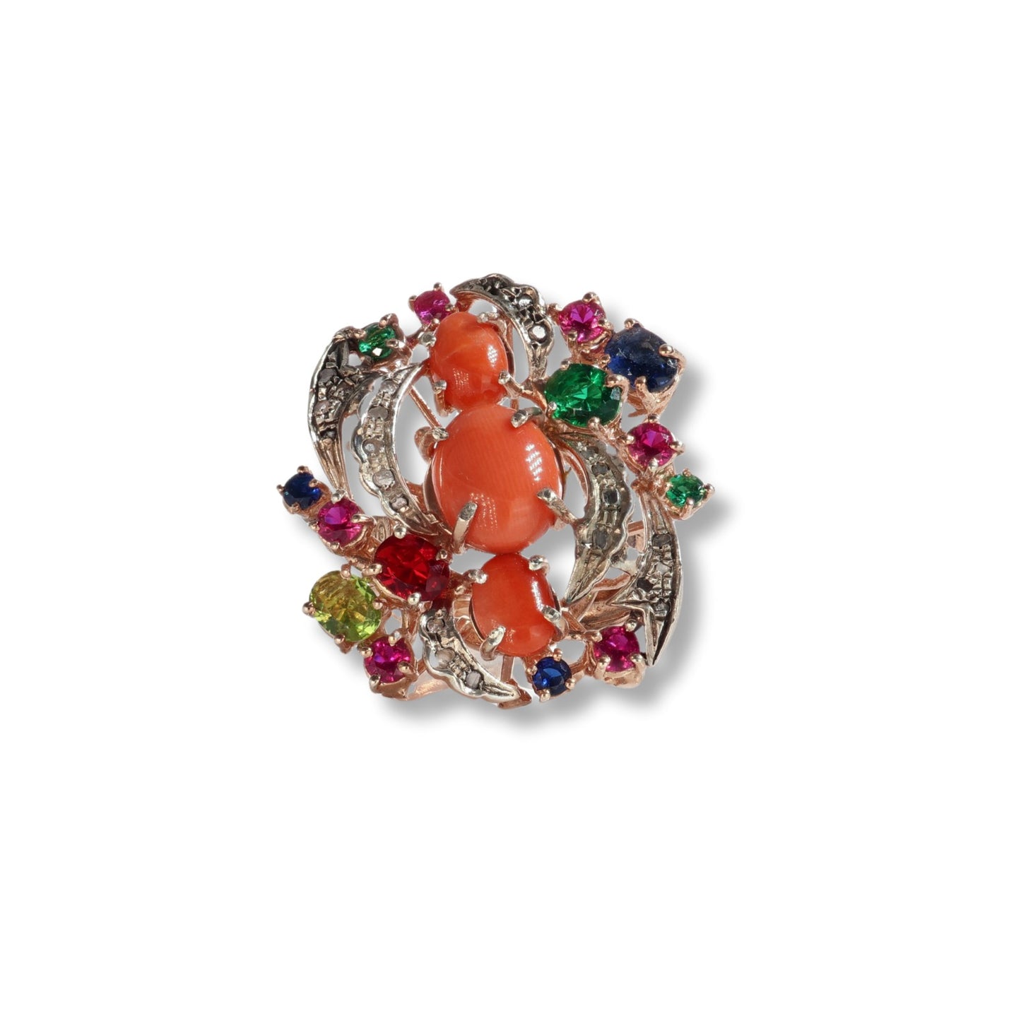 Anello Riproduzione Antico in argento 925 e Oro 9 Kt
