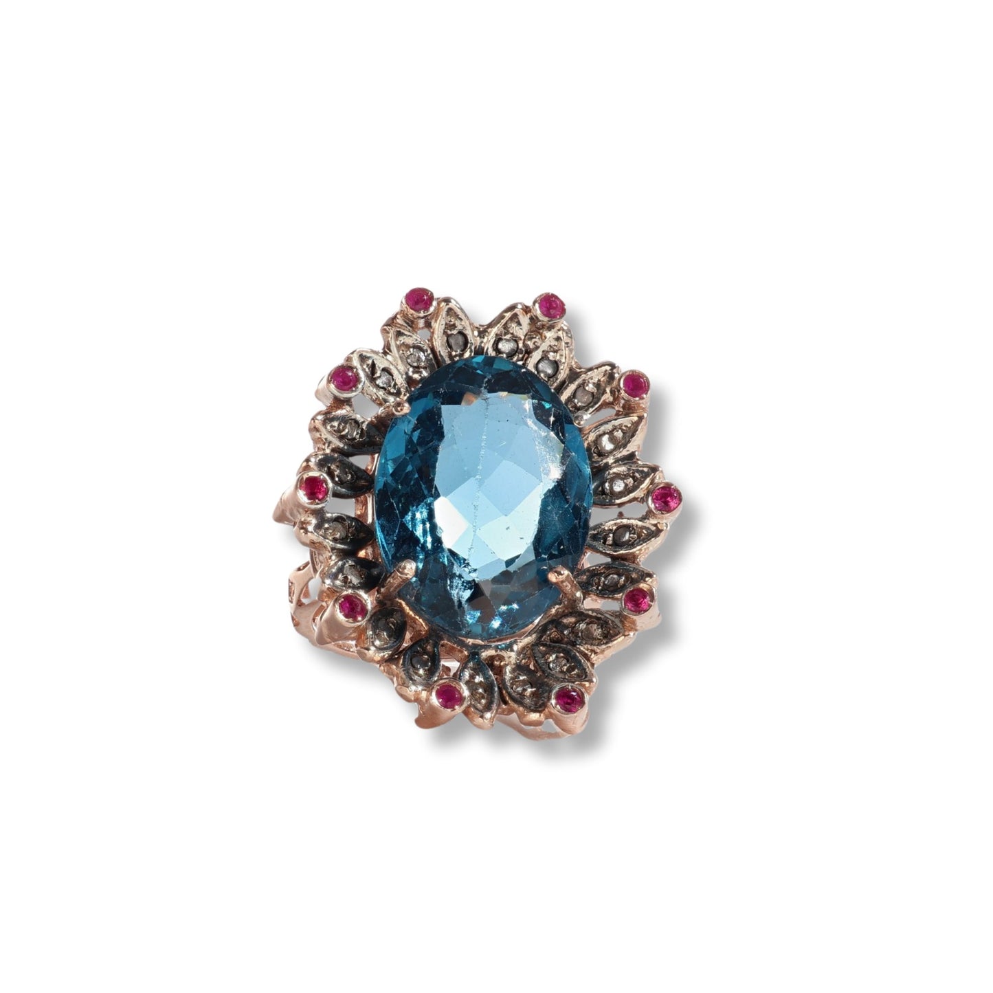 Anello Riproduzione Antico in argento 925 e Oro 9 Kt