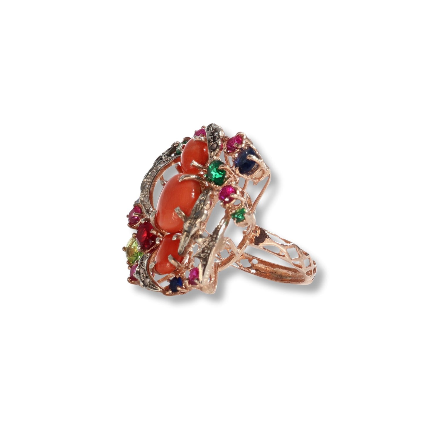 Anello Riproduzione Antico in argento 925 e Oro 9 Kt