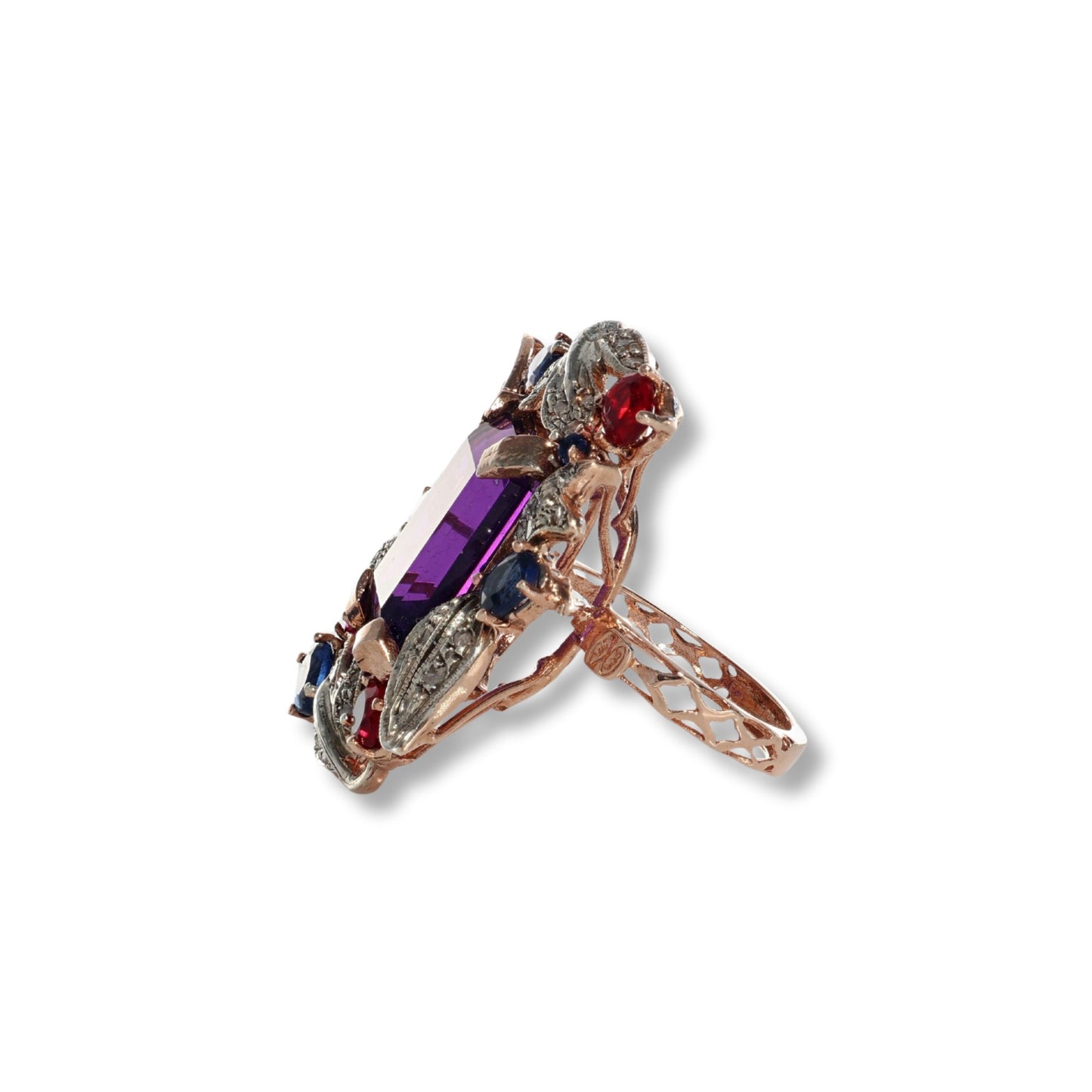 Anello Riproduzione Antico in argento 925 e Oro 9 Kt