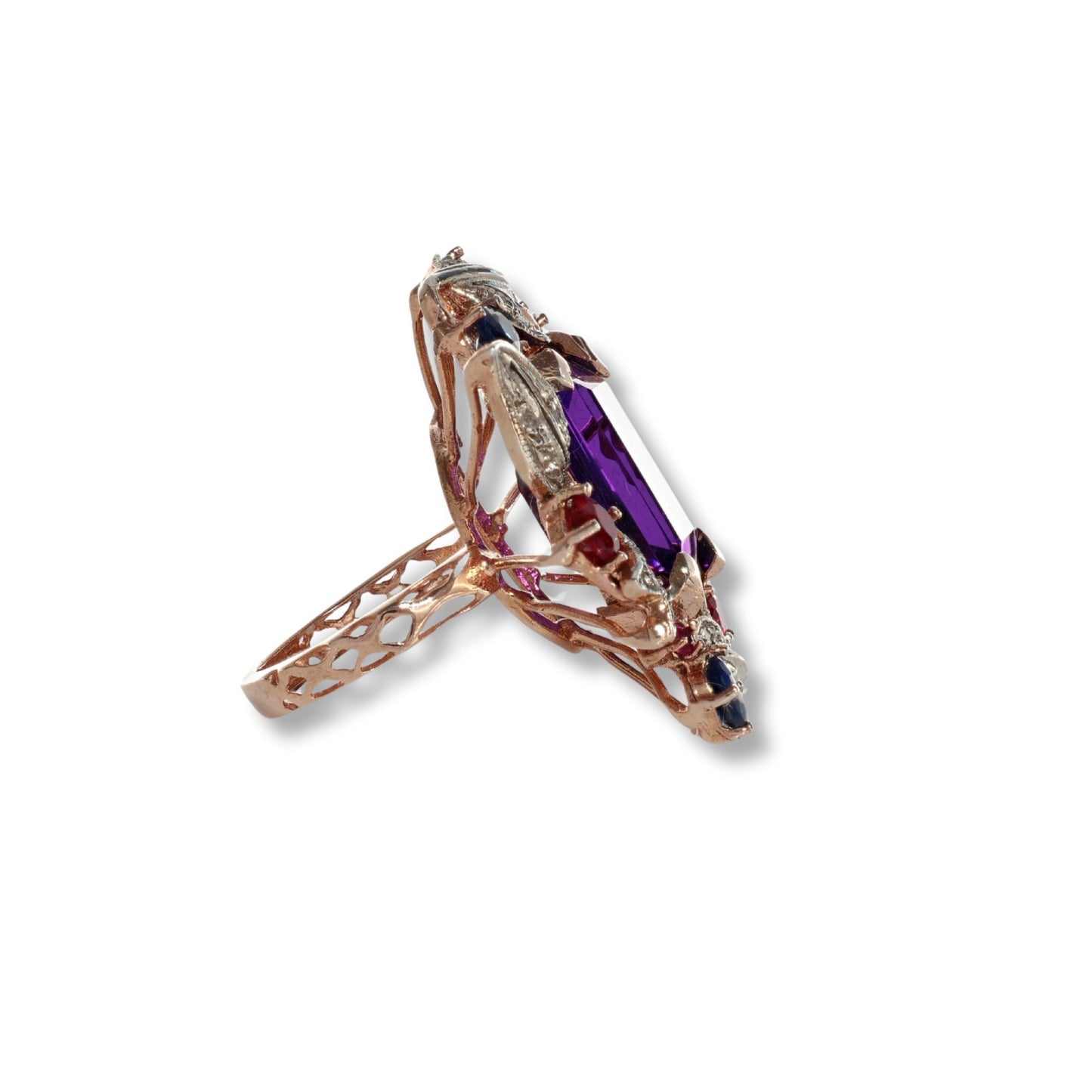Anello Riproduzione Antico in argento 925 e Oro 9 Kt