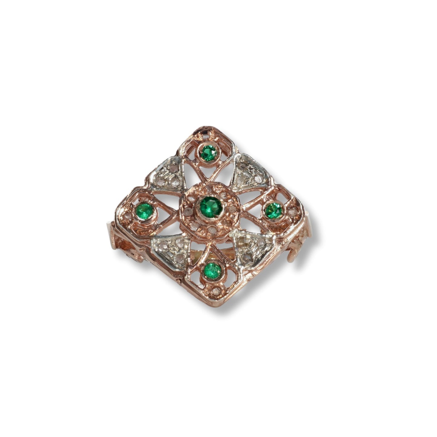 Anello Riproduzione Antico in argento 925 e Oro 9 Kt