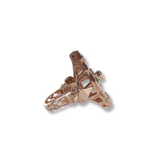 Anello Riproduzione Antico in argento 925 e Oro 9 Kt