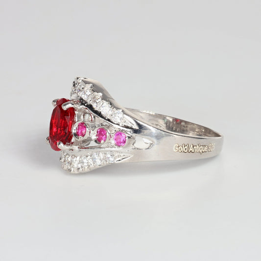 Anello argento 925 con zirconi e rubini.