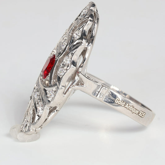 Anello argento 925 con zirconi e rubini.