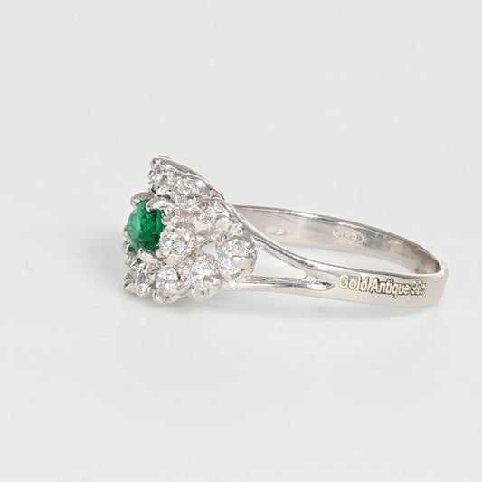 Anello argento 925 con zirconi e smeraldo.