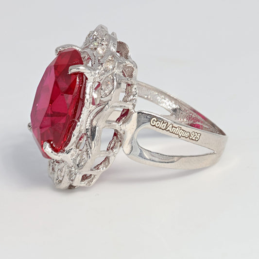 Anello argento 925 con zirconi e rubini.