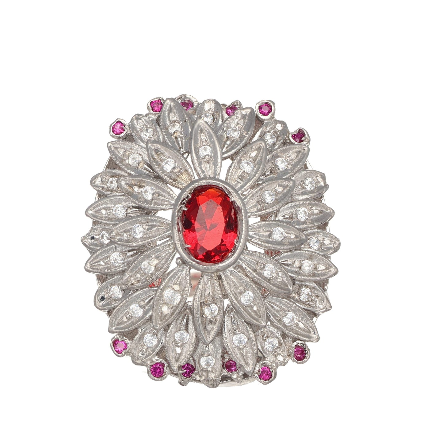 Anello in argento 925 con zirconi taglio e rubini
