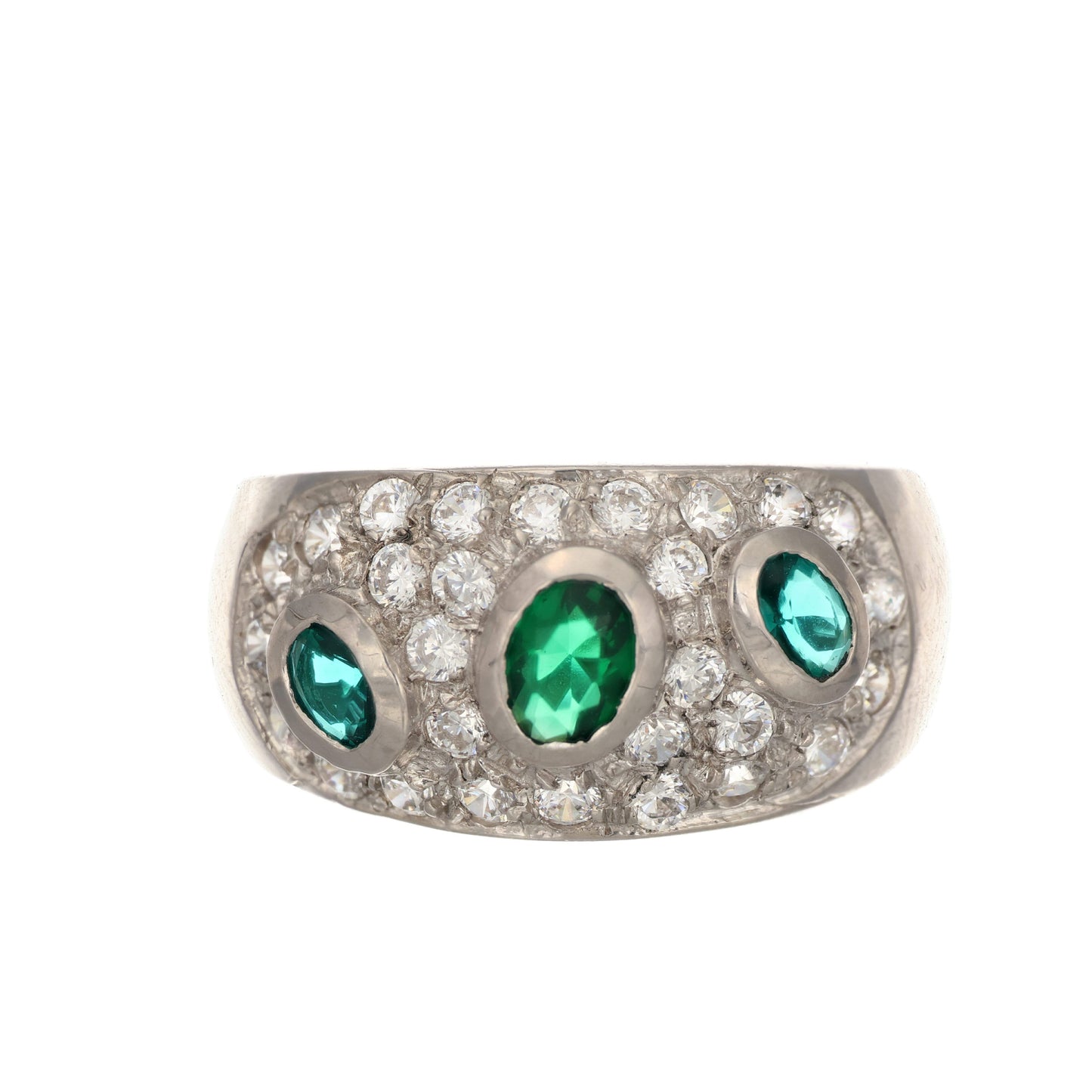 Anello in argento 925 con zaffiro e smeraldi