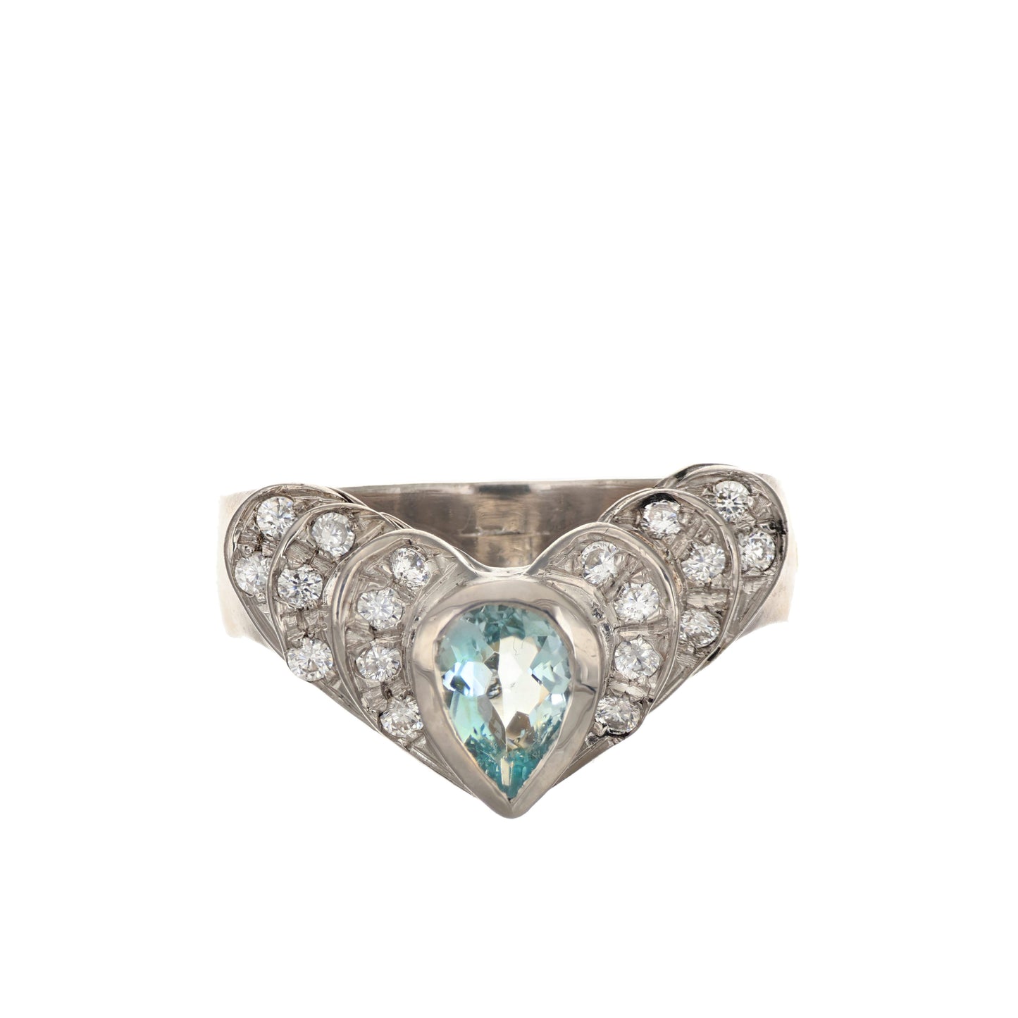 Anello in argento 925 con zirconi taglio brillante e acquamarina naturale