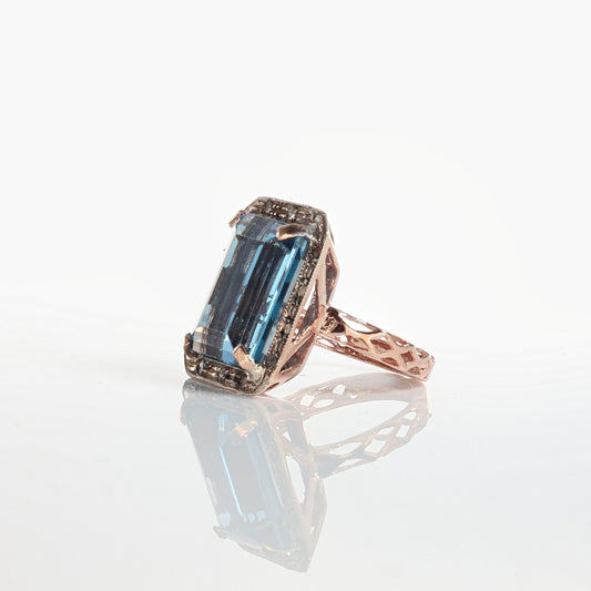 Anello Riproduzione  Antico in argento 925 e Oro 9 Kt