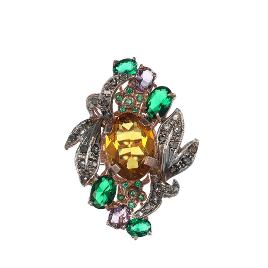 Anello Riproduzione antico con topazio giallo