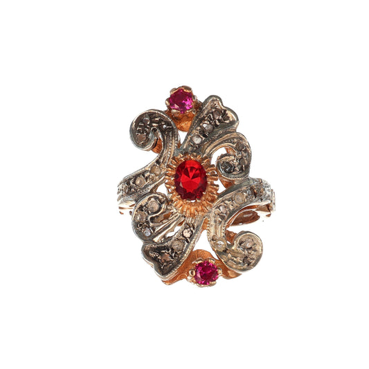 Anello Riproduzione antico con rubini