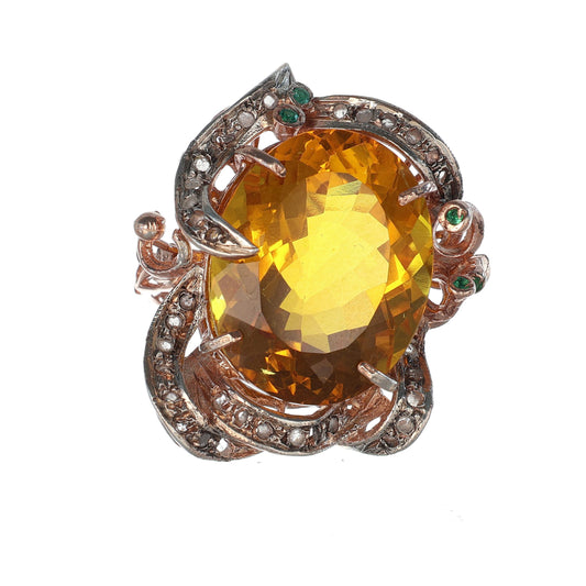 Anello Riproduzione antico con topazio giallo