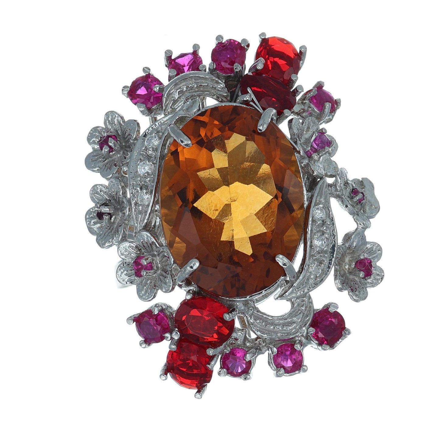 Anello argento 925 con rubini e topazio.
