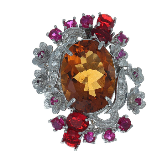 Anello argento 925 con rubini e topazio.
