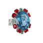 Anello argento 925 con topazio, rubini e smeraldi.