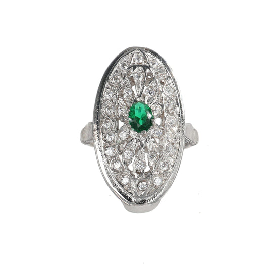 Anello argento 925 con smeraldo e zirconi.