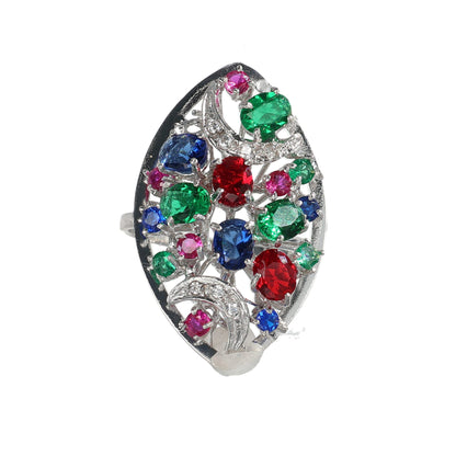 Anello argento 925 con pietre preziose miste.