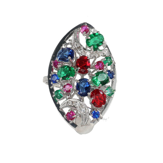 Anello argento 925 con pietre preziose miste.