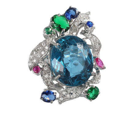 Anello argento 925 con topazio e pietre preziose miste.