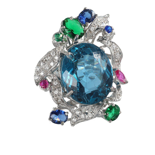 Anello argento 925 con topazio e pietre preziose miste.