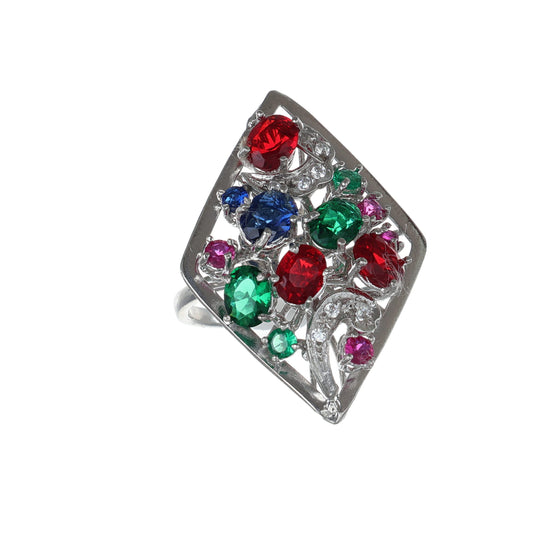 Anello argento 925 con pietre preziose miste.