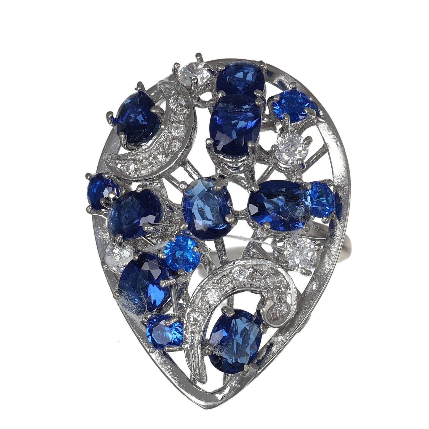 Anello argento 925 con zaffiri e zirconi.