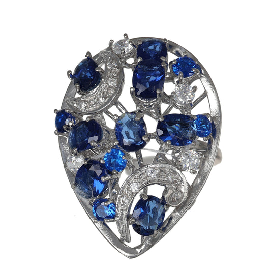Anello argento 925 con zaffiri e zirconi.