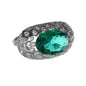 Anello argento 925 con zirconi e smeraldo.