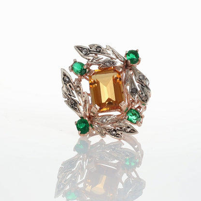 Anello Riproduzione  Antico in argento 925 e Oro 9 Kt
