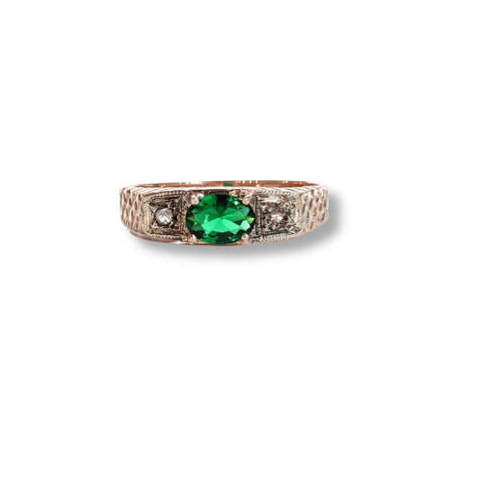 Anello Riproduzione  Antico in argento 925 e Oro 9 Kt