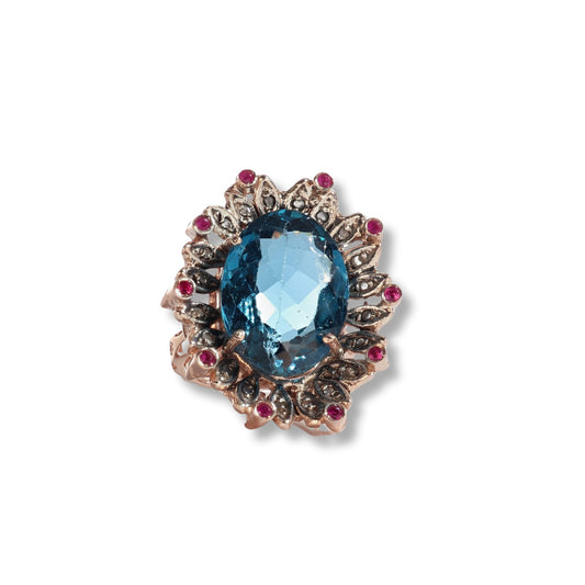 Anello Riproduzione  Antico in argento 925 e Oro 9 Kt